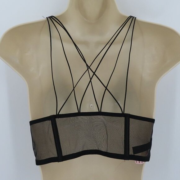 Victorias Secret Small Bralette Black Embroidered Mesh Boning Front Close NEW - Picture 5 of 15